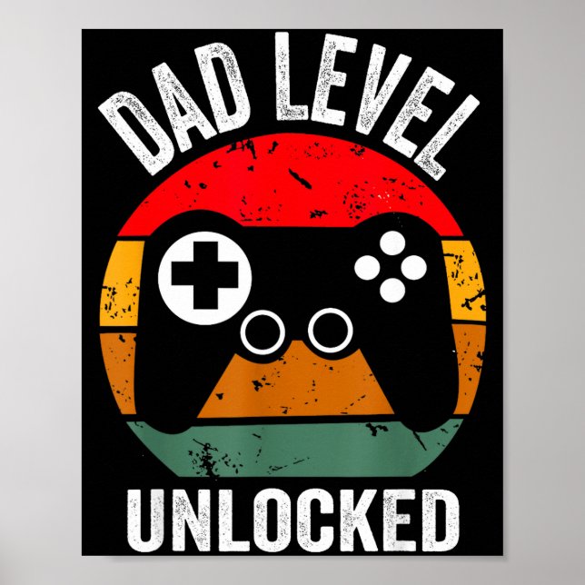 Póster Funny New Dad Shirt Dad Level Unlocked Tee Shirt G (Frente)