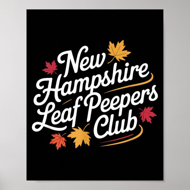 Póster Funny New Hampshire Leaf Er's Club Autumn Fall Lea (Frente)