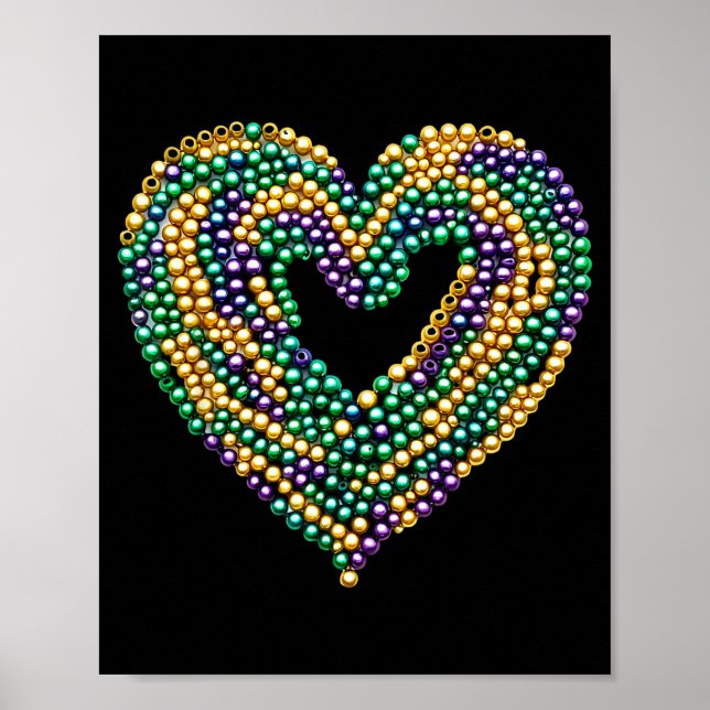 Póster Funny New Orleans Beads Heart We Stand Nola Strong (Frente)