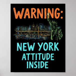 Póster Funny New York Night Skyline Vintage