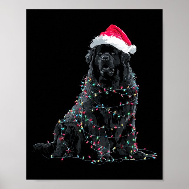 Póster Funny Newfoundland Christmas Graphic Dog Lights Lo (Frente)