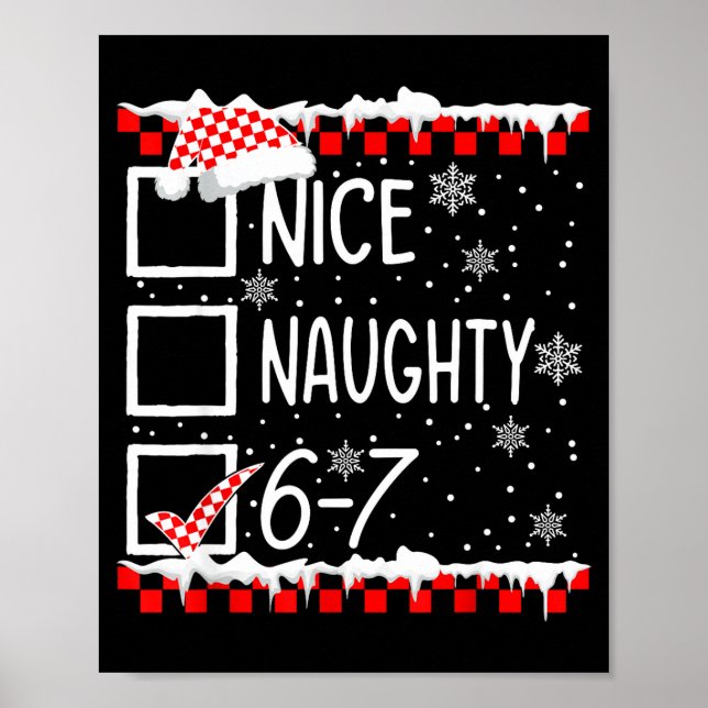 Póster Funny Nice Naughty 67 Christmas Brain Rot Six Seve (Frente)