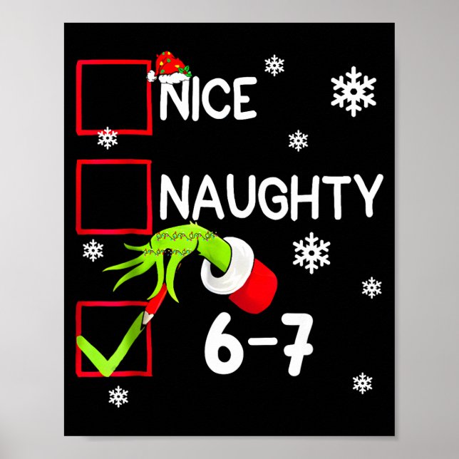Póster Funny Nice Naughty 6 7 Christmas 67 Meme Xmas Boys (Frente)