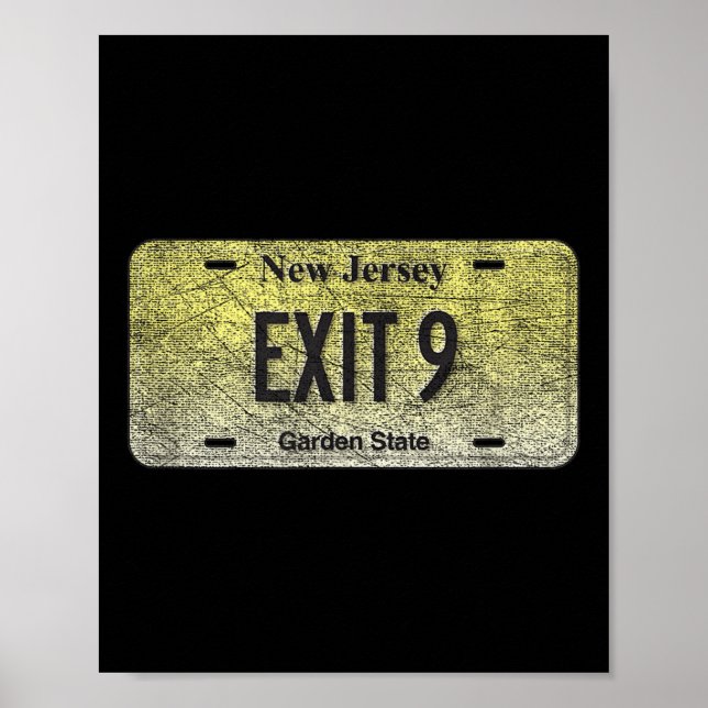 Póster Funny Nj State Vanity License Plate Exit 9  (Frente)