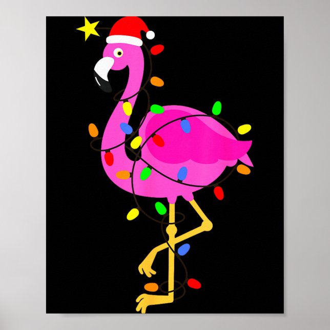 Póster Funny Nk Flamingo In Santa Hat Christmas In July M (Frente)