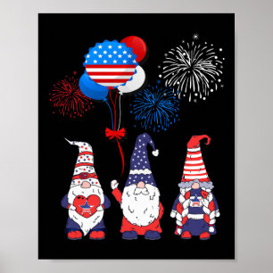Póster Funny norteamericana gnomes Guay 4 de julio Día de