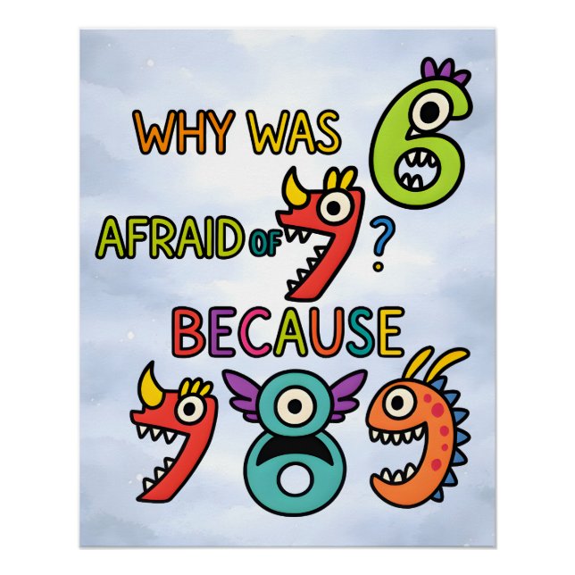 Póster Funny Numbers Math Joke Sticker for Kids (Anverso)