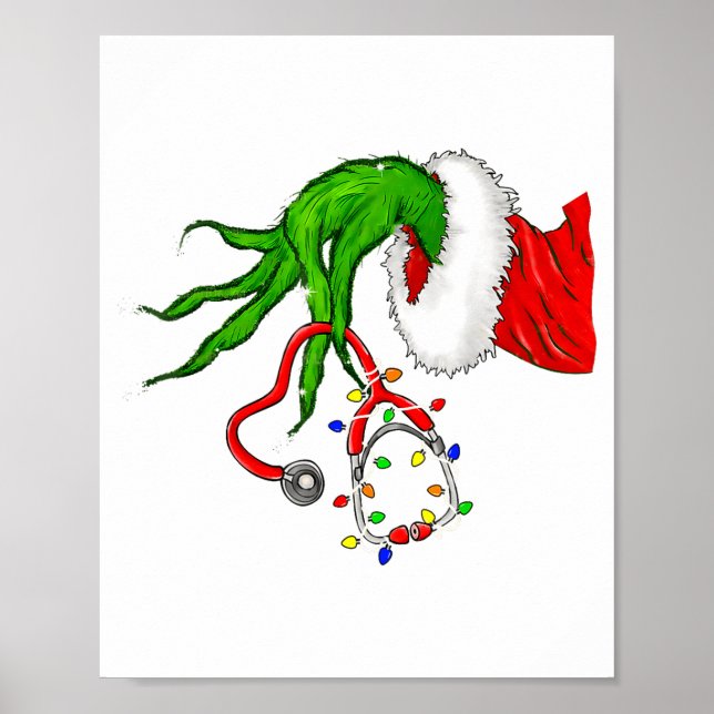 Póster Funny Nurse Christmas Stethoscope Nurses Xmas Ligh (Frente)