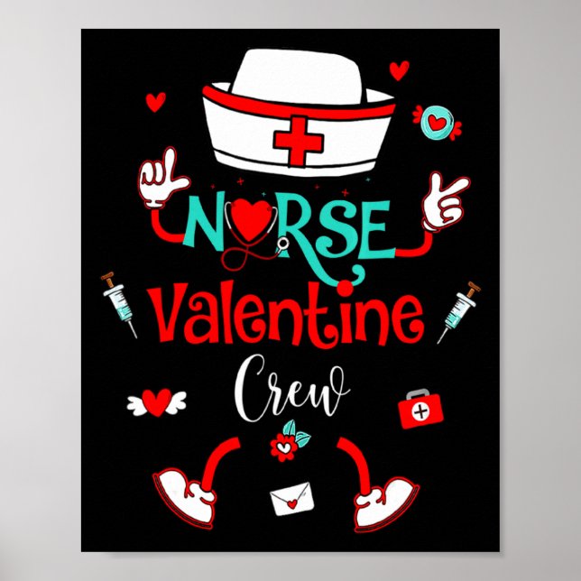 Póster Funny Nurse Valentines Day Nurse Crew Family Group (Frente)