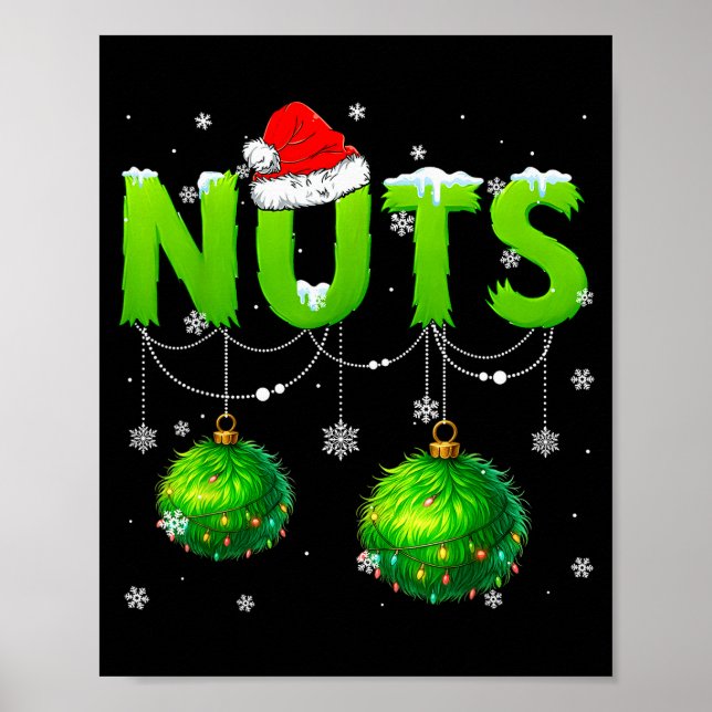 Póster Funny Nuts Santa Hat Christmas Xmas Men Women  (Frente)