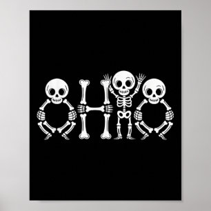 Póster Funny O-h-i-o State Skeleton Ohio Vintage Hallowee