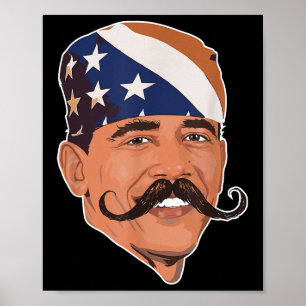 Póster Funny Obama Mustache American