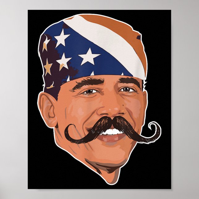 Póster Funny Obama Mustache American (Frente)
