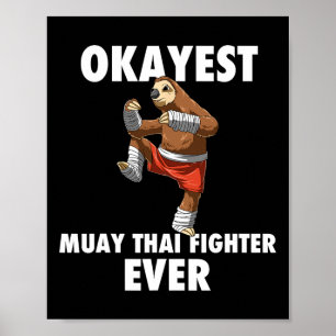 Póster Funny Okayest Sloth Fighter - Muay Thai