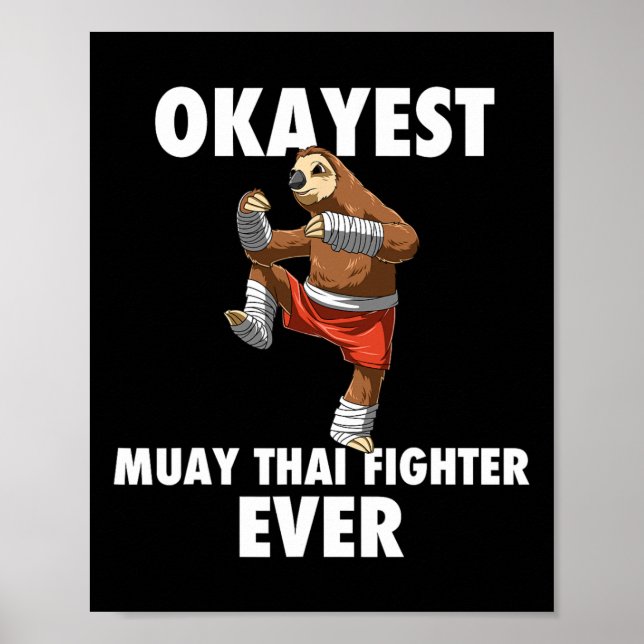 Póster Funny Okayest Sloth Fighter - Muay Thai (Frente)
