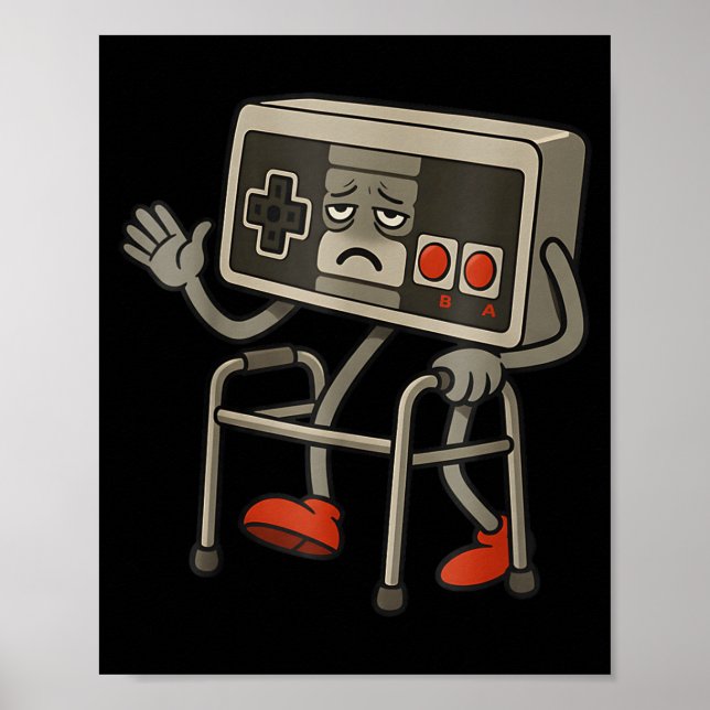 Póster Funny Old Gamer Gaming Retro 80s 90s Retro Video G (Frente)