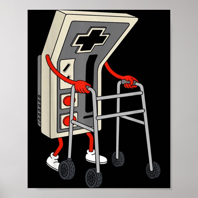 Póster Funny Old Gamer Gaming Retro 80s 90s Video Game Ol (Frente)