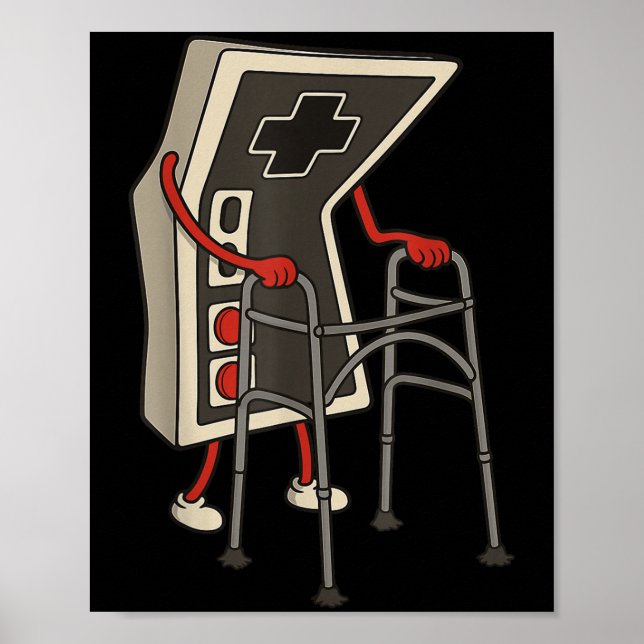 Póster Funny Old Gamer Gaming Retro 80s 90s Video Game Ol (Frente)