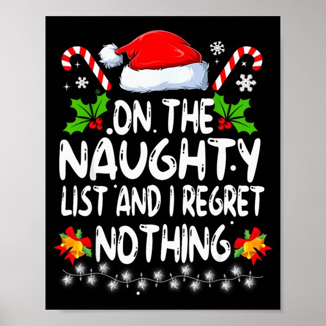Póster Funny On The List Of Naughty And I Regret Nothing  (Frente)