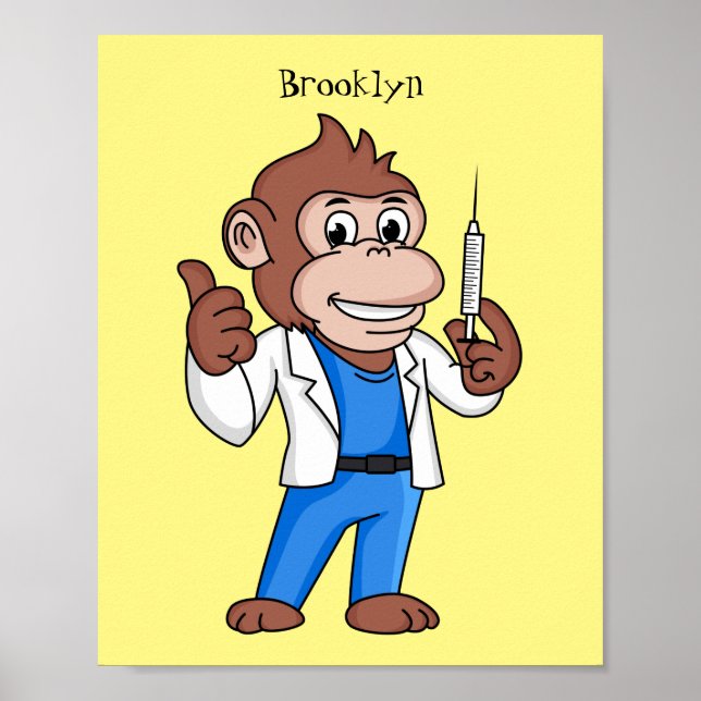 Póster Funny orangutan ape personalizado médica (Frente)