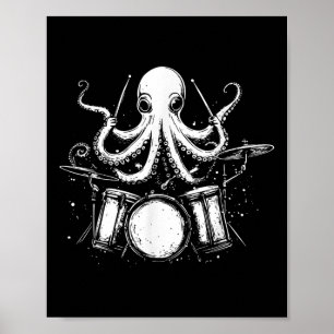 Póster Funny Otopus Drummer Drummer Drumming Music Lover