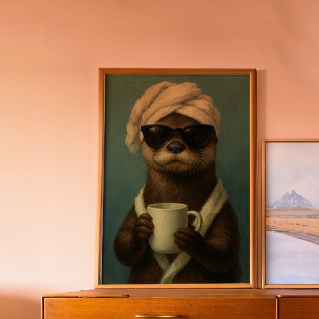Póster Funny Otter Coffee Art Spa Day Animal Lover (Subido por el creador)
