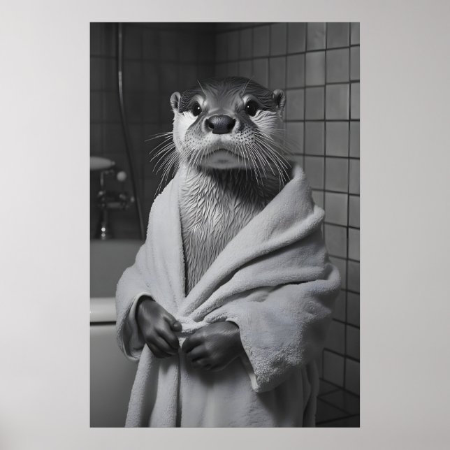 Póster Funny Otter in Bathrobe Print, Bathroom Humor (Frente)
