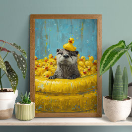 Póster Funny Otter Rubber Duck Pool Poster