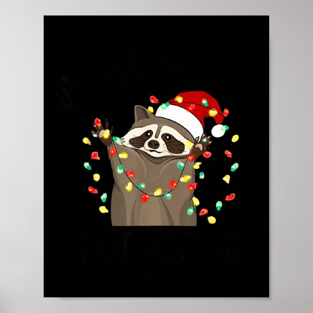Póster Funny Overstimulated But Festive Raccoon Christmas (Frente)