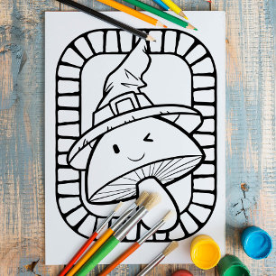 Póster Funny página de Colores de champiñones en Hallowee