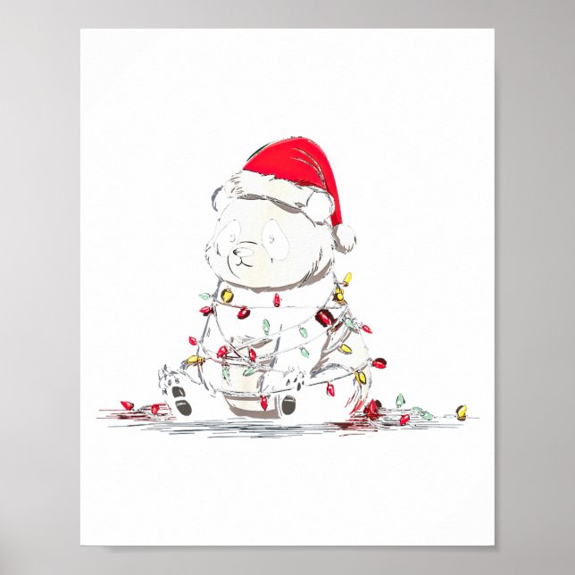 Póster Funny Panda Christmas Graphics Animal Lights Lover (Frente)
