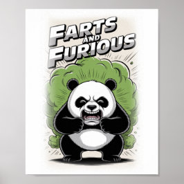 Póster Funny Panda making a Fart on a White