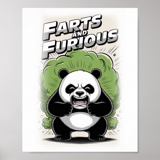 Póster Funny Panda making a Fart on a White (Frente)