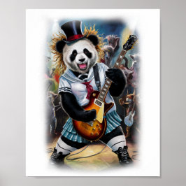 Póster Funny Panda plays Rock and Roll on a
