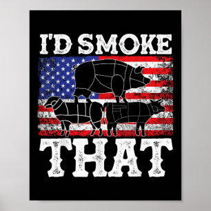 Póster Funny Parrillada Id Fumar Ese Patriótico Grillmast