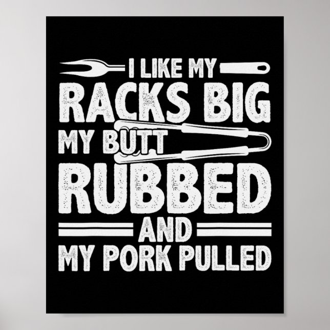 Póster Funny Parrillando Rubo de cerdo Fumar Bbq Fumador  (Frente)