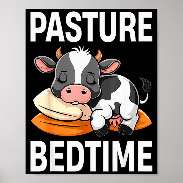 Póster Funny Pasture Bedtime Cute Cow Pajamas Pj Sleep  (Frente)