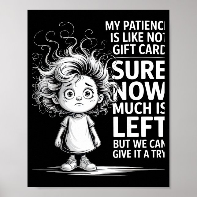 Póster Funny Patience Gift Card Quote Retro Mpy Outfit Fo (Frente)