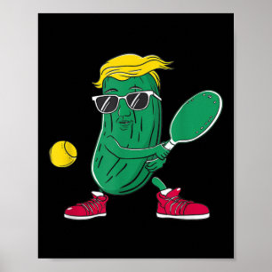 Póster Funny Patriotic Pickle Player Jugando Pickleball G