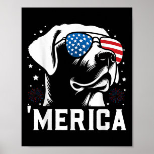 Póster Funny Patriótica Labrador Recuperador Merica Feliz