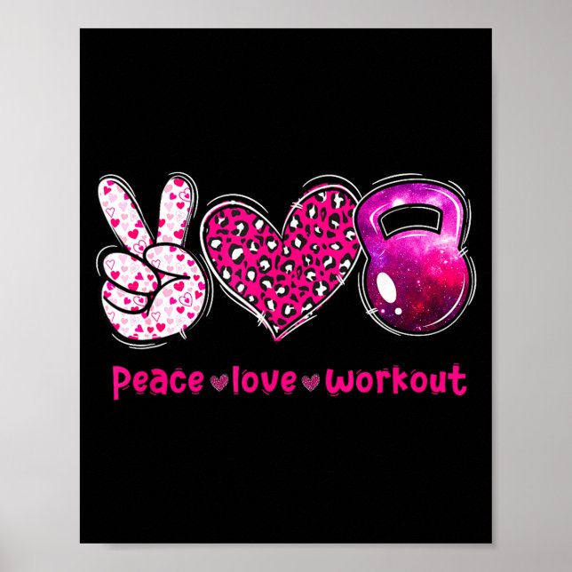 Póster Funny Peace Love Workout Gym Lifting Gymer Valenti (Frente)