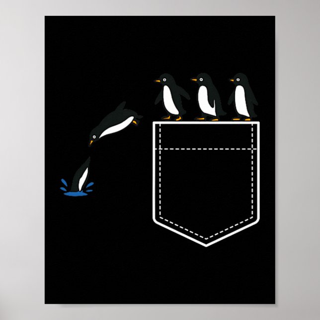 Póster Funny Penguin Cket Cute Diving Penguin Animal Love (Frente)