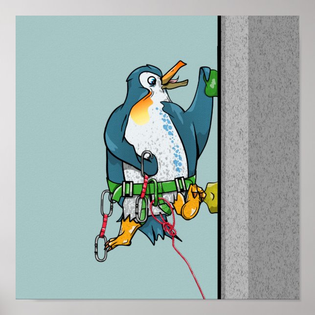 Póster Funny penguin rock climber (Frente)