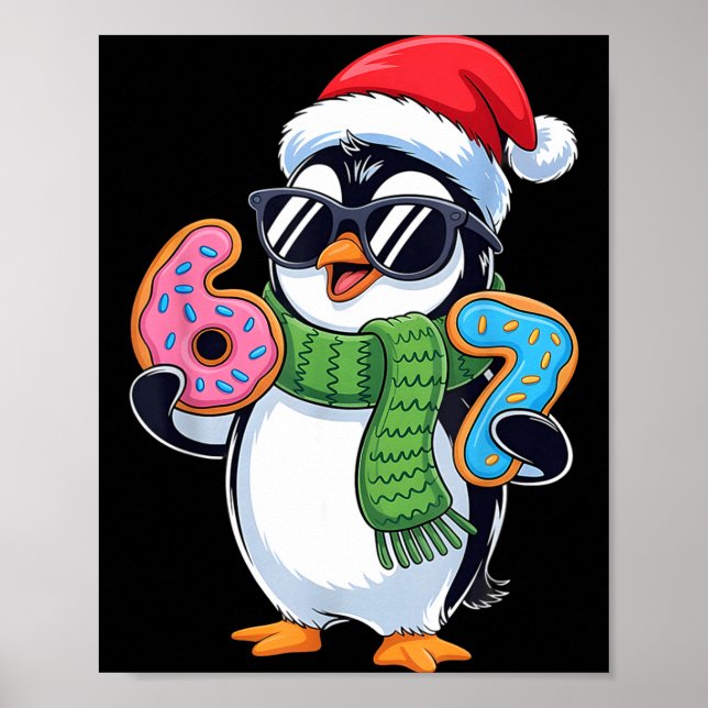 Póster Funny Penguin Six Seven 67 Ice Cream Christmas Boy (Frente)