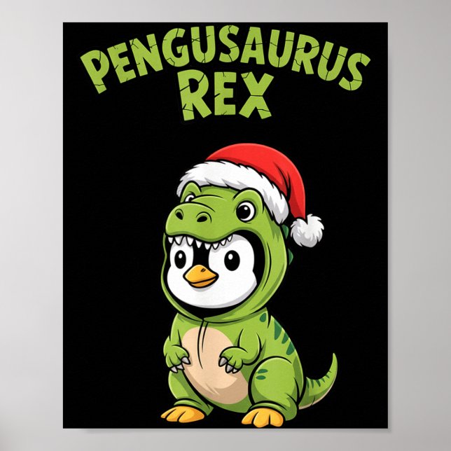 Póster Funny Penguin T-rex Costume Christmas Kids Boys  (Frente)