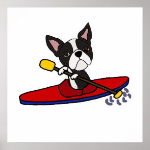 Póster Funny Personalizado de Kayaking Boston Terrier Dog