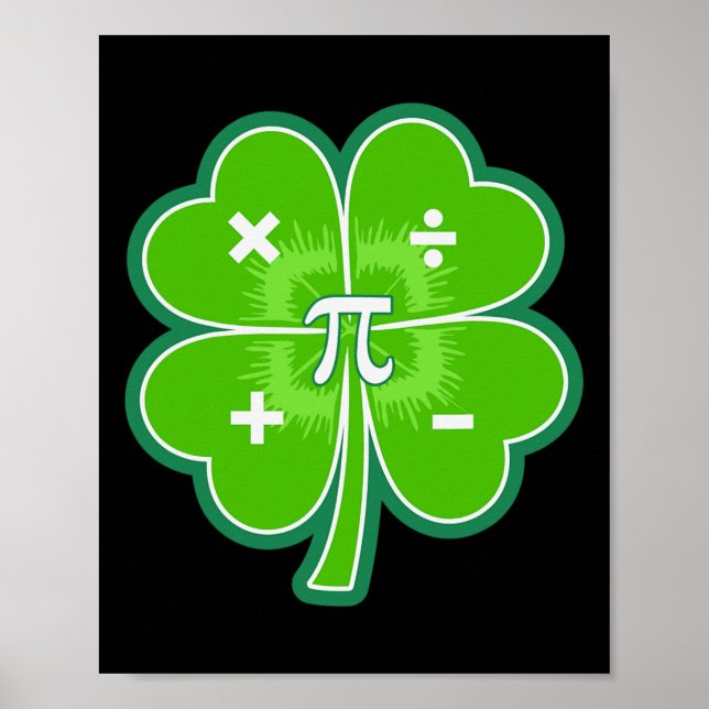 Póster Funny Pi Day Math Patricks Day Luck Shamrock Green (Frente)