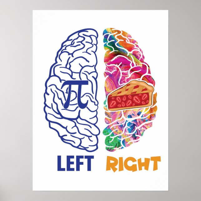 Póster Funny Pi Left Brained Right Brained (Frente)