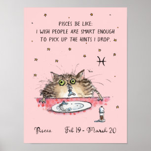 Póster Funny Pisces poster Zodiac Cat Star poster de sign