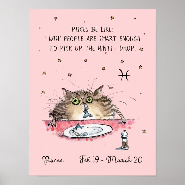 Póster Funny Pisces poster Zodiac Cat Star poster de sign (Frente)